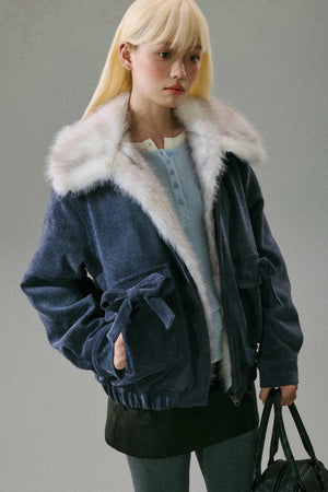 Chenille Fur Collar Jacket