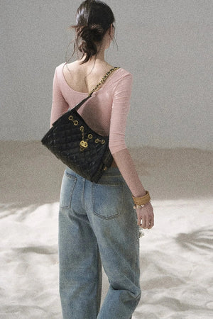 Chest Pad Long Sleeve Top