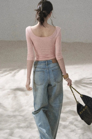 Chest Pad Long Sleeve Top