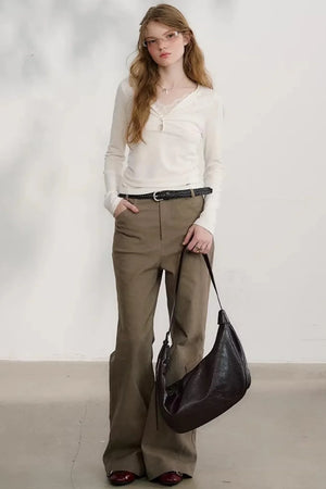 Chestnut Hand-Rolled Flared Pants