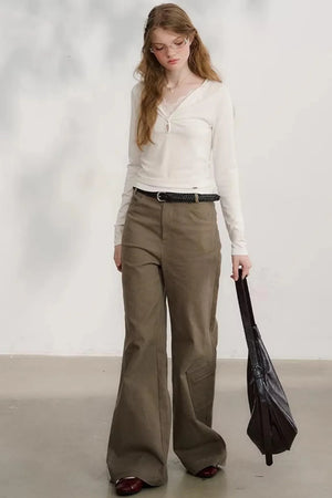 Chestnut Hand-Rolled Flared Pants