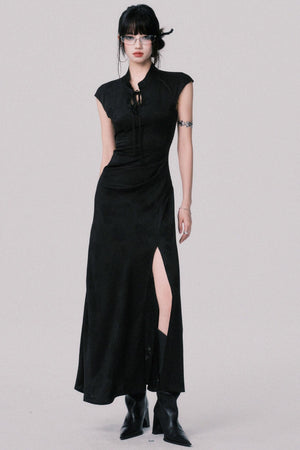 Chic Black Jacquard Dress