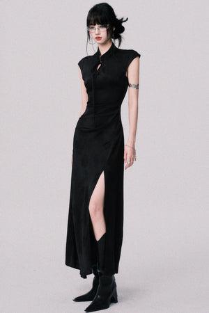 Chic Black Jacquard Dress