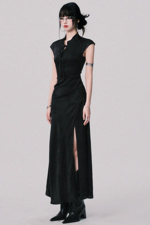 Chic Black Jacquard Dress