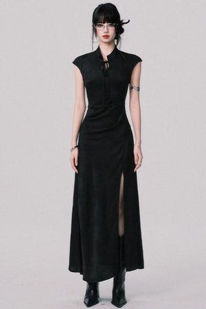 Chic Black Jacquard Dress