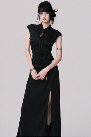 Chic Black Jacquard Dress