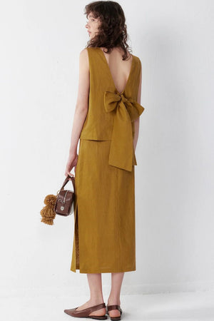 Chic Bowknot V-Neck Vest Set-Up