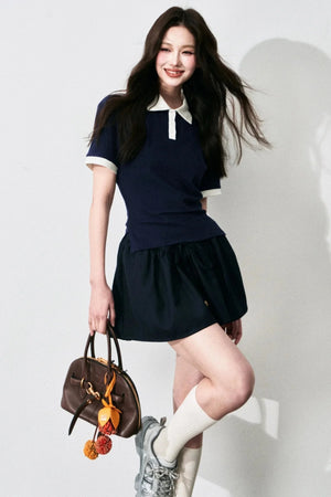 Chic Color-Block Polo Tee