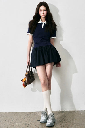 Chic Color-Block Polo Tee