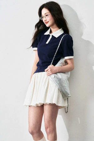 Chic Color-Block Polo Tee