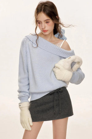 Chic Lace-Up Knit Sweater