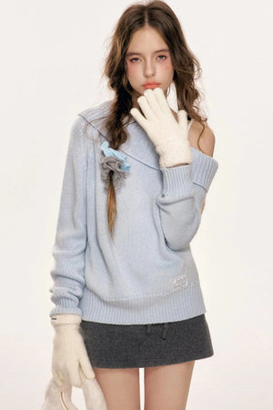 Chic Lace-Up Knit Sweater