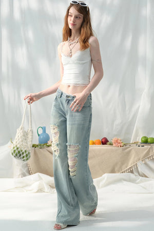 Chic Light Blue Wide-Leg Jeans