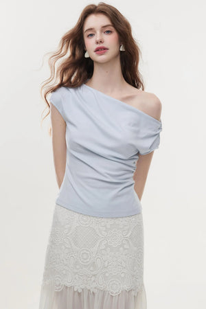 Chic Off-Shoulder Knit Tee