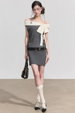 Chic One-Shoulder Bow Tie Mini Dress