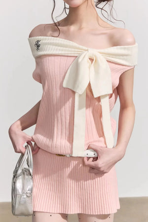 Chic One-Shoulder Bow Tie Mini Dress