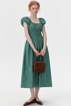 Chic Puff Sleeve Tie Dress