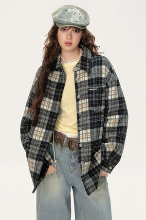 Chic Retro Plaid Collar Shirt