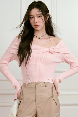 Chic Rose Knit Sweater