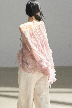 Chiffon Bell-Sleeve Blouse
