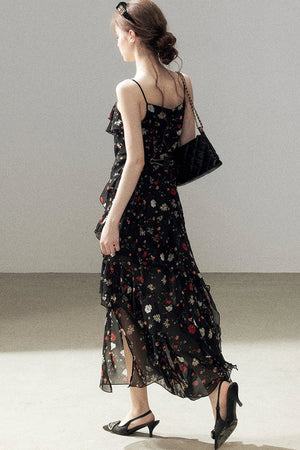 Chiffon Floral Spaghetti Dress
