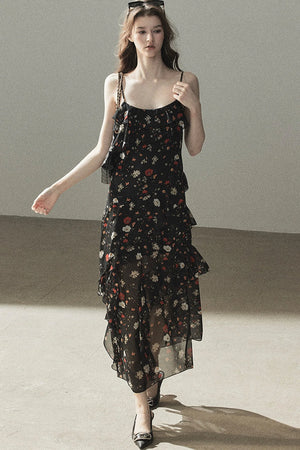 Chiffon Floral Spaghetti Dress