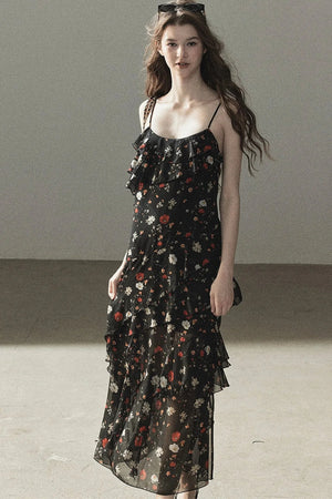 Chiffon Floral Spaghetti Dress