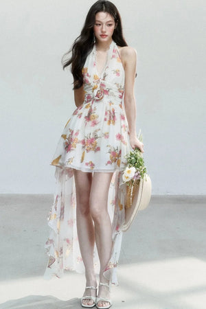 Chiffon Floral V-Neck Dress