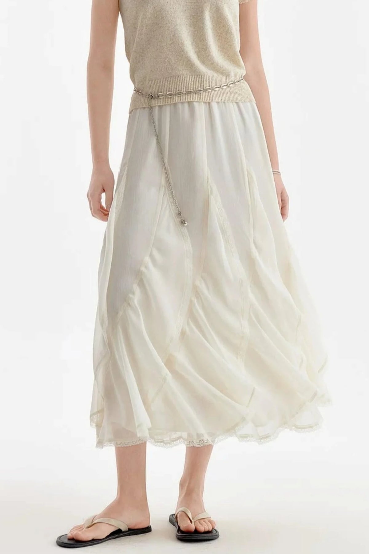 Chiffon Lace Ruffle Skirt