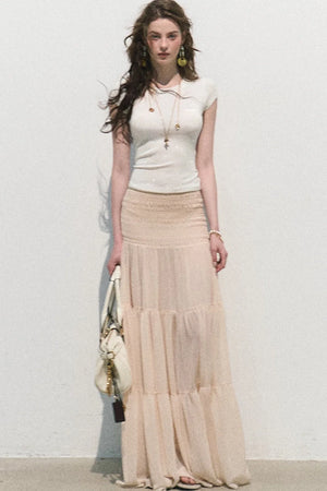 Chiffon Pleated A-Line Skirt