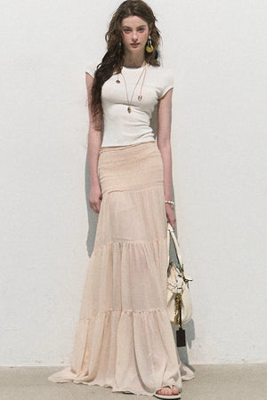 Chiffon Pleated A-Line Skirt