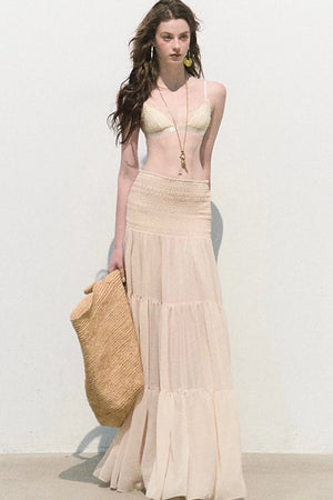 Chiffon Pleated A-Line Skirt