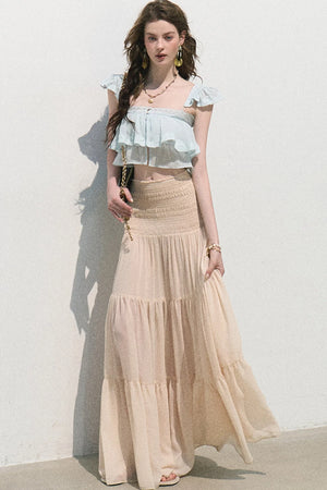 Chiffon Pleated A-Line Skirt