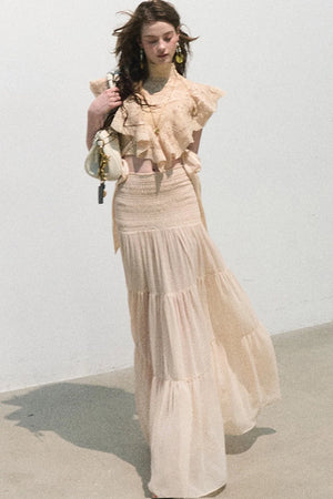 Chiffon Pleated A-Line Skirt