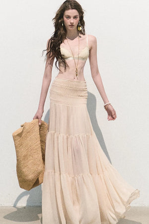 Chiffon Pleated A-Line Skirt
