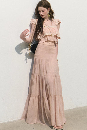 Chiffon Pleated A-Line Skirt