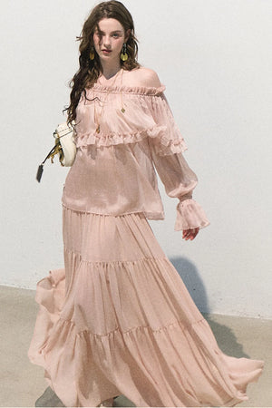 Chiffon Pleated A-Line Skirt
