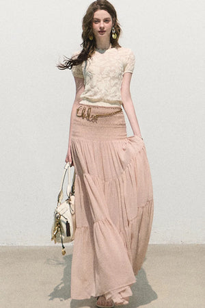Chiffon Pleated A-Line Skirt