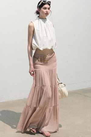 Chiffon Pleated A-Line Skirt