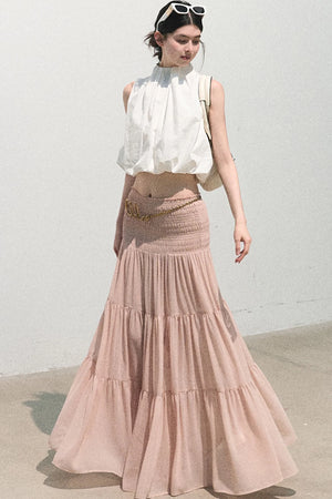 Chiffon Pleated A-Line Skirt