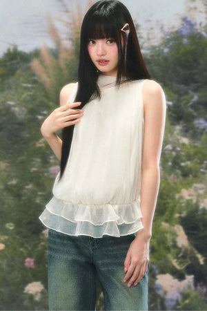 Chiffon Ruffled Halter Camisole Top