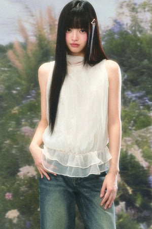 Chiffon Ruffled Halter Camisole Top
