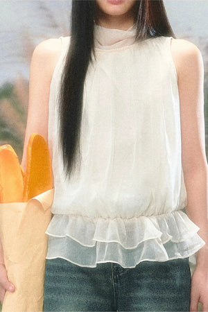 Chiffon Ruffled Halter Camisole Top