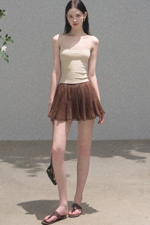 Chiffon Thin Lace Pleated Skirt