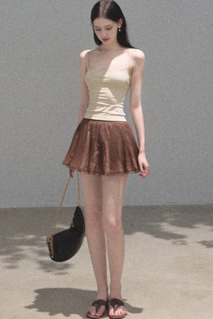 Chiffon Thin Lace Pleated Skirt