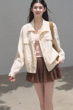 Chiffon Thin Lace Pleated Skirt