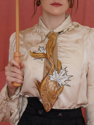 Chinese Style Sinking Fish Leaves Neckties