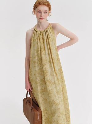 Chinese Tencel Suspender Halterneck Dress