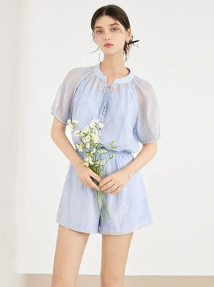 Chinese Top And Vest Shorts Set