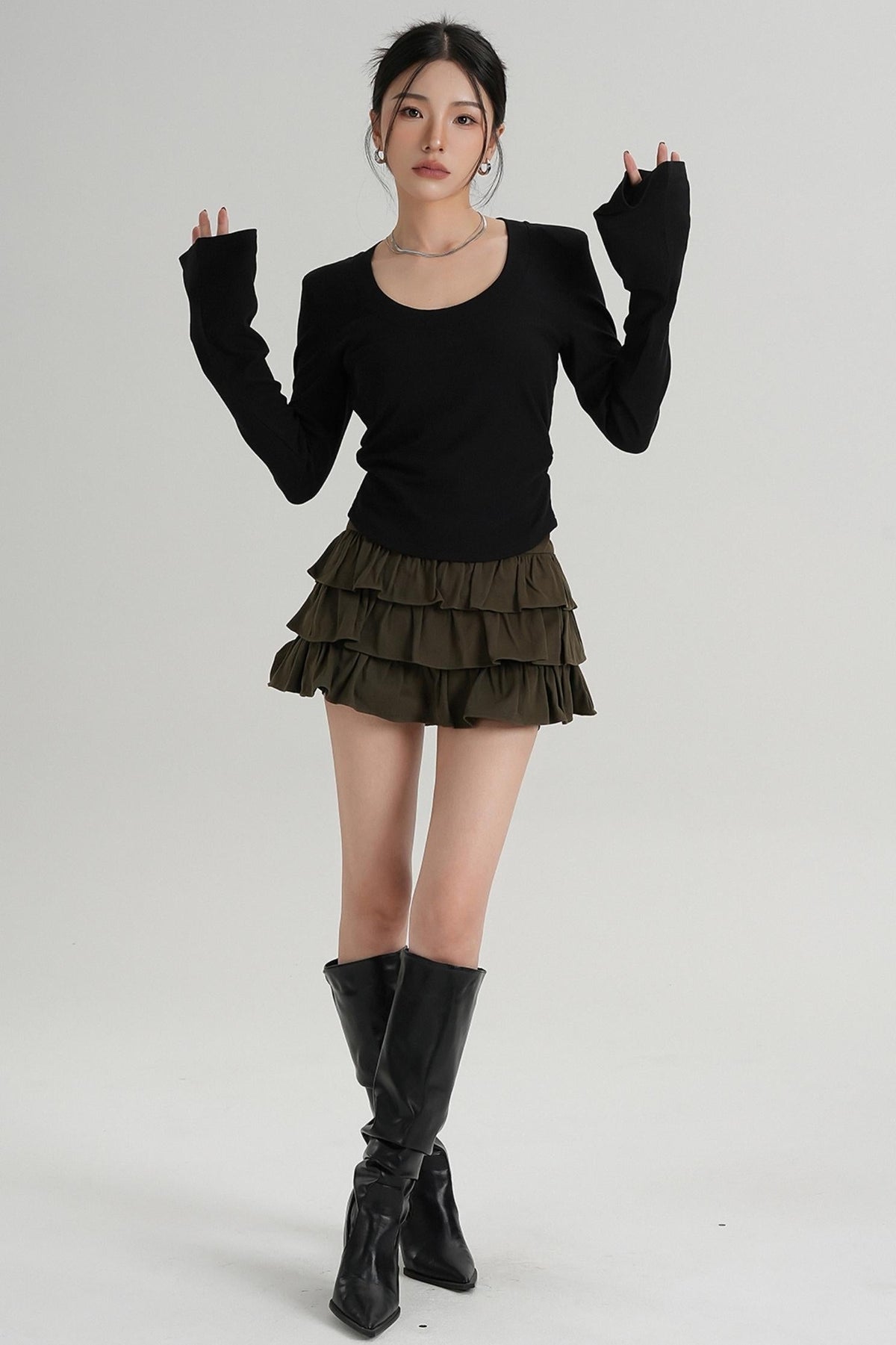 Classic High Waisted Pleated Skirt